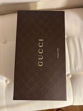 Gucci Dark Brown Embossed Logo Gift Box with Gold Lettering